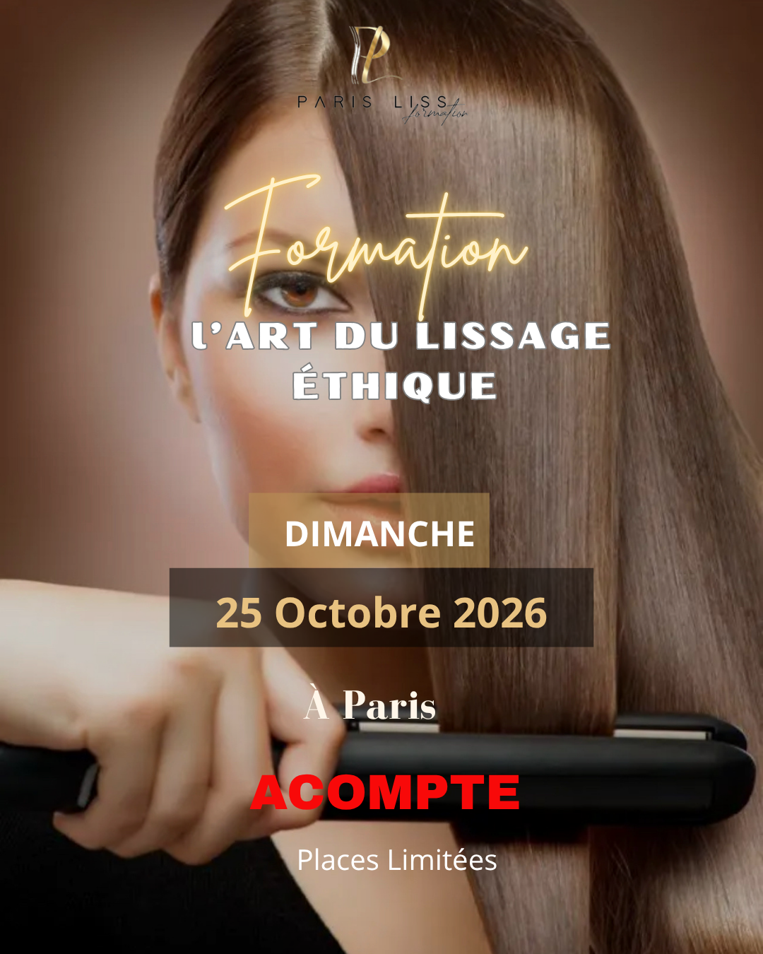Acompte - FORMATION lissages et soins Présentiel / Dimanche 25 Octobre 2026 à Paris